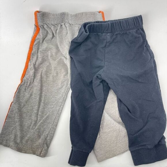 2 pair 18 months toddler pants joggers lightweight black grey grey orange - Picture 5 of 6